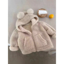 儿童毛绒外套男女童冬款加厚棉服宝宝羊羔毛外衣中小童耳朵毛毛衣