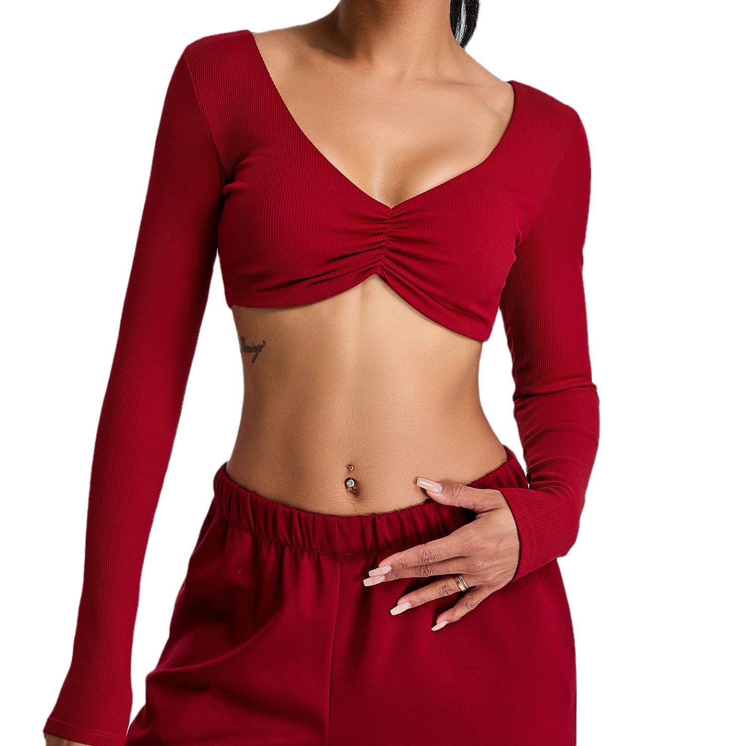 Otoño y invierno nuevo tipo de ropa de yoga de manga larga de hilo fina camiseta deportiva apretada camiseta de yoga de alta calidad ropa de fitness al aire libre