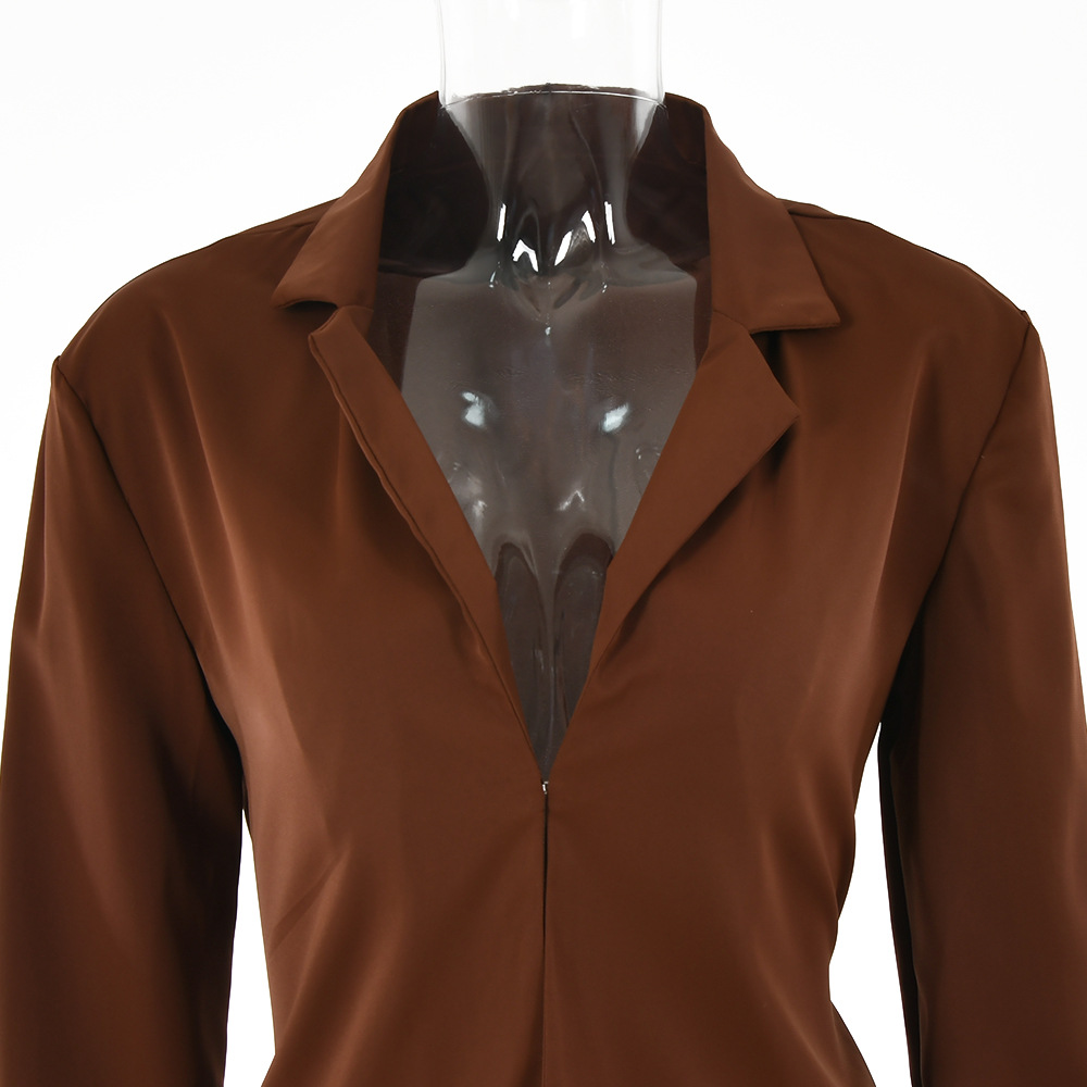 Nuovo abito estivo in tinta unita da donna sexy OL maturo hot girl cardigan con bottoni e gonna a vita alta_voghion.com