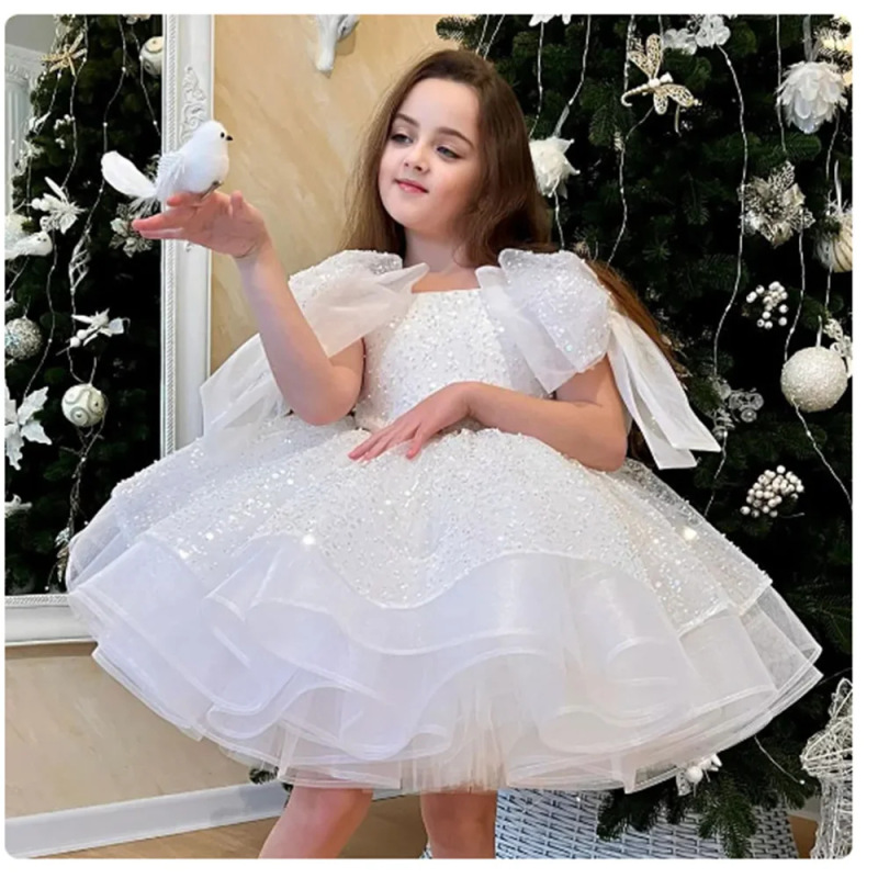 Girls' Dress Host 2026 New Ebay Children's Piano Performance Dress Flower Girl Wedding Little Girl Performance Dress