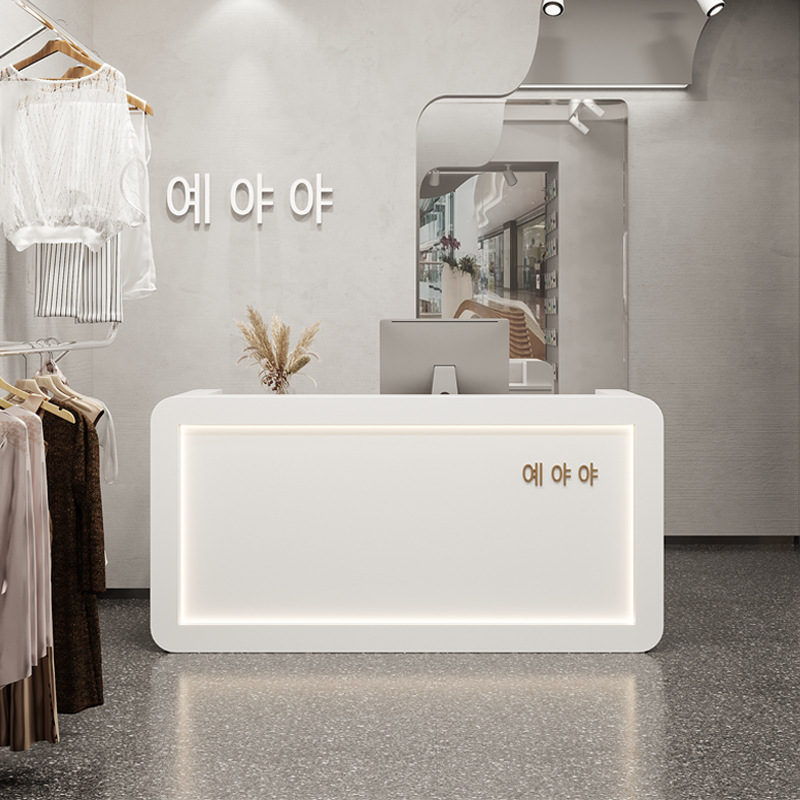 服装店吧台收银台简约现代烤漆柜台美容美发店前台培训机构接待桌