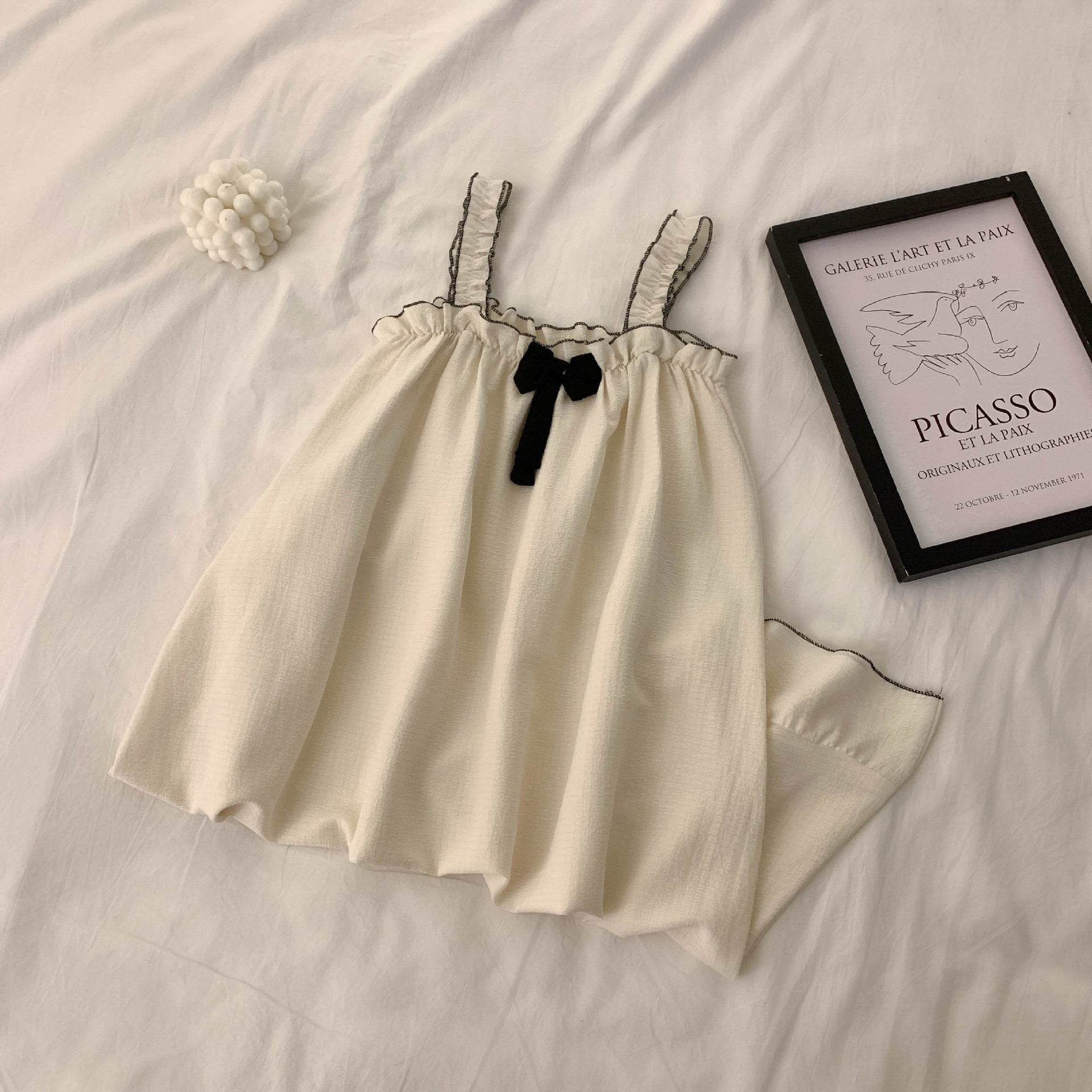 Verano Correa camisón mujeres lindo encaje burbuja pijamas de algodón princesa estilo dulce lindo homewear