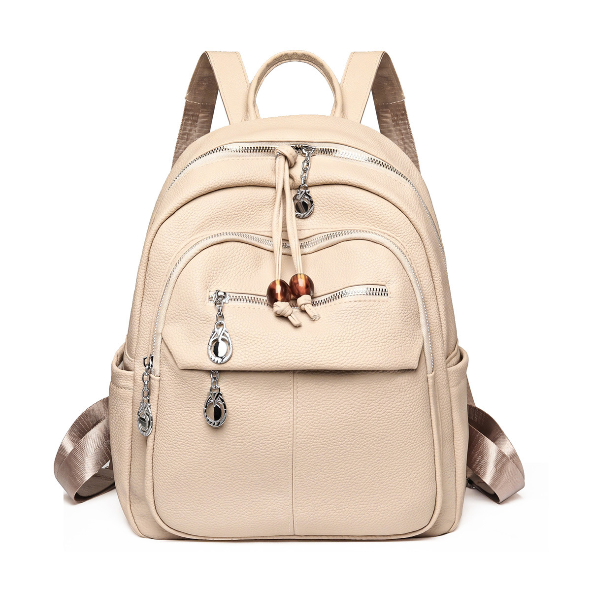 Mochila de Cuero para Mujer de Cuero PU Antirrobo Multicapa para Uso Diario y 通勤