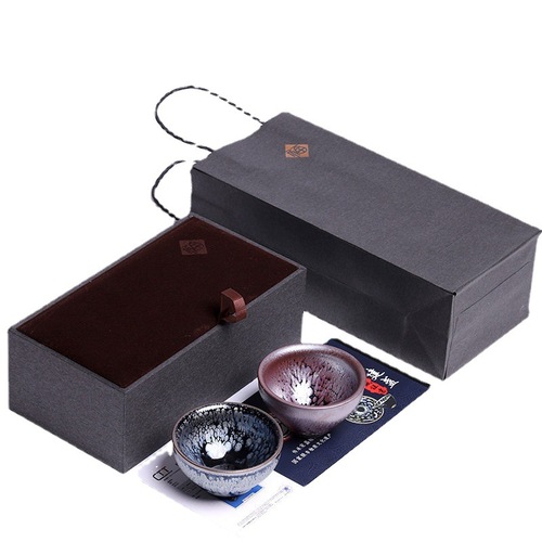 Jianyang Jianzhan Tea Cup Iron Body Oil Drop Master Cup Set Couple Matching Cups Handmade Tea Cup Tea Set Gift Box