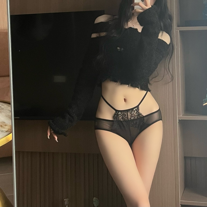 女性用のセクシーなローウエストのセクシーなレースの下着、女性用の魅力的なファッショナブルな中空誘惑メッシュシームレスな通気性のある三角パンティー|undefined