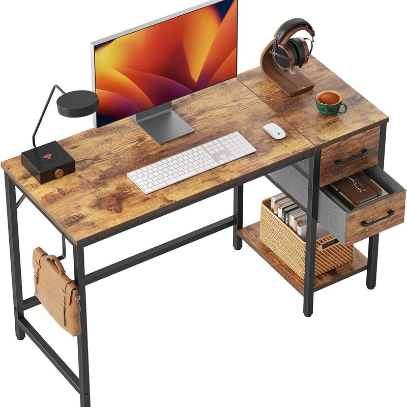 Custom Computer Desk with 2 Drawers, 40inch (Approximately 101.6cm , Small Home Office Desk Study Writing