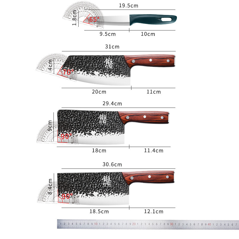 Cuchillo de cocina doméstico Longquan cuchillo de corte de hueso conjunto de cuchillo de corte de cocina completo sin molienda forjado afilado cuchillo de corte de carne acero manganeso