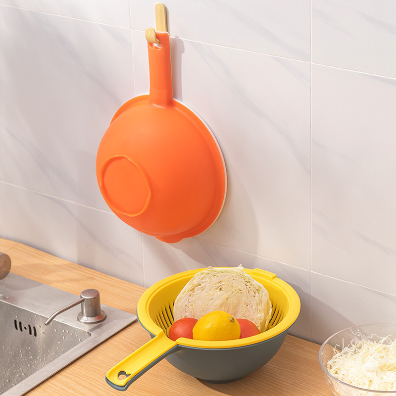 Cesta de drenaje de doble capa de OTUO lavavajillas de verduras de cocina lava frutas y verduras colgantes cucharas de agua gruesas