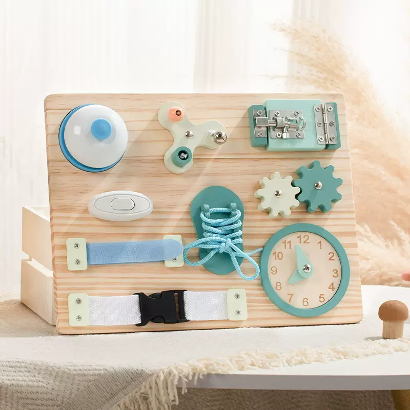 木质儿童忙碌屋开锁板蒙氏蒙特梭利多功能趣味认知早教龄宝宝玩具