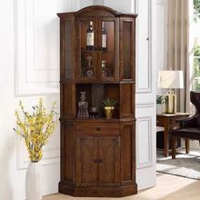 美式实木角柜墙角柜复古三角形客厅转角柜边角置物架靠墙酒柜其他