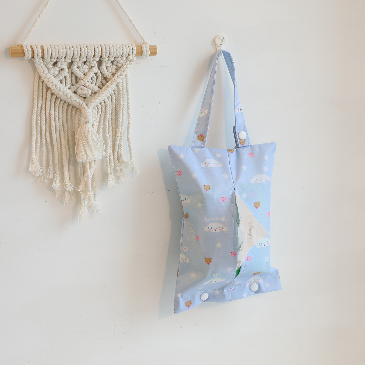 New Cartoon Melo Kuromi Waterproof Hanging Paper Towel Cover Car Paper Towel Cover Household Fabric Hanging Paper Box