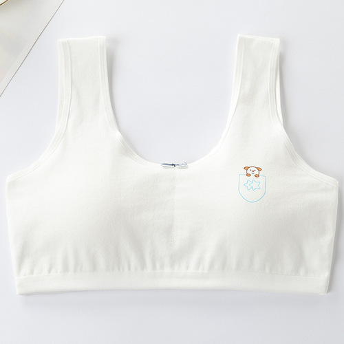 Girls underwear girls underwear development period 10-16 years old small vest cotton junior high school student anti-exposure bra double layer cotton