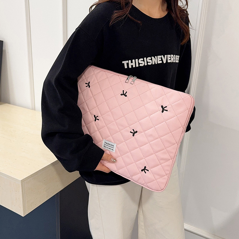 Arco coreano tablet computadora portátil lindo ins bordado universal bolso de mano casual personalidad