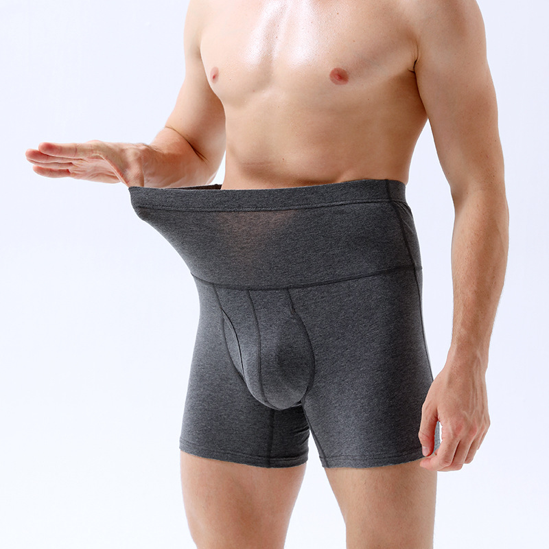 Men's High-Waisted Underwear Plus Size Plus Size Fat Men's Pants Side Opening Extended Anti-Curling Anti-Wear Leg Warm Boxer Briefs