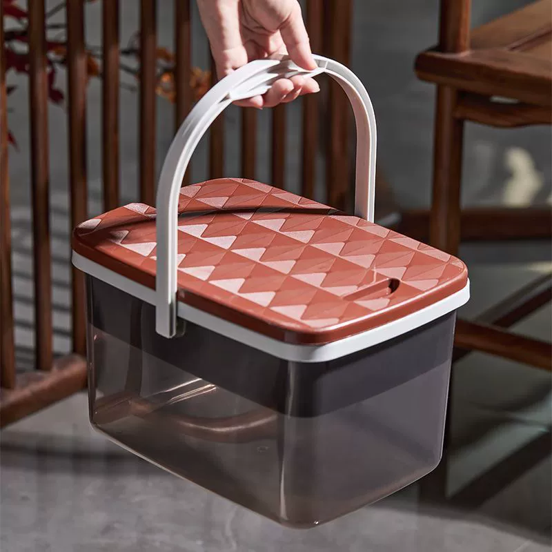 Bucket, transparent garbage can, plastic tea set with accessories
