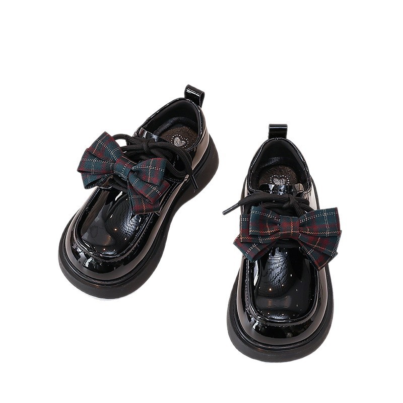Zapatos de lazos de arco para niñas zapatos de estilo británico de moda para niñas zapatos de Lefour zapatos casuales de cuero esmaltado image 5