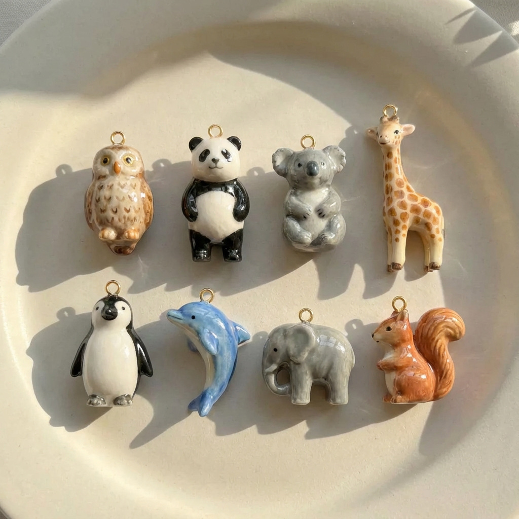 Amazon's Best-Selling Animal World Panda Koala Penguin Pendant DIY Necklace Vacuum-Sealed 18K Gold Color-Preserving