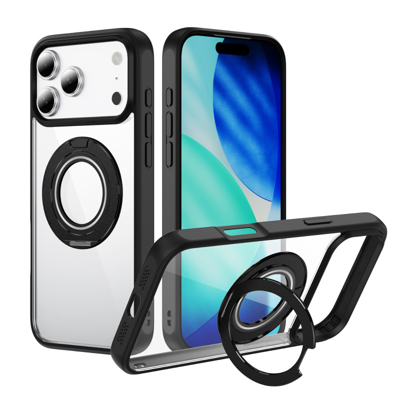 透明支点壳磁吸旋转支架适用苹果17手机壳防摔耐黄iphone16保护套|undefined