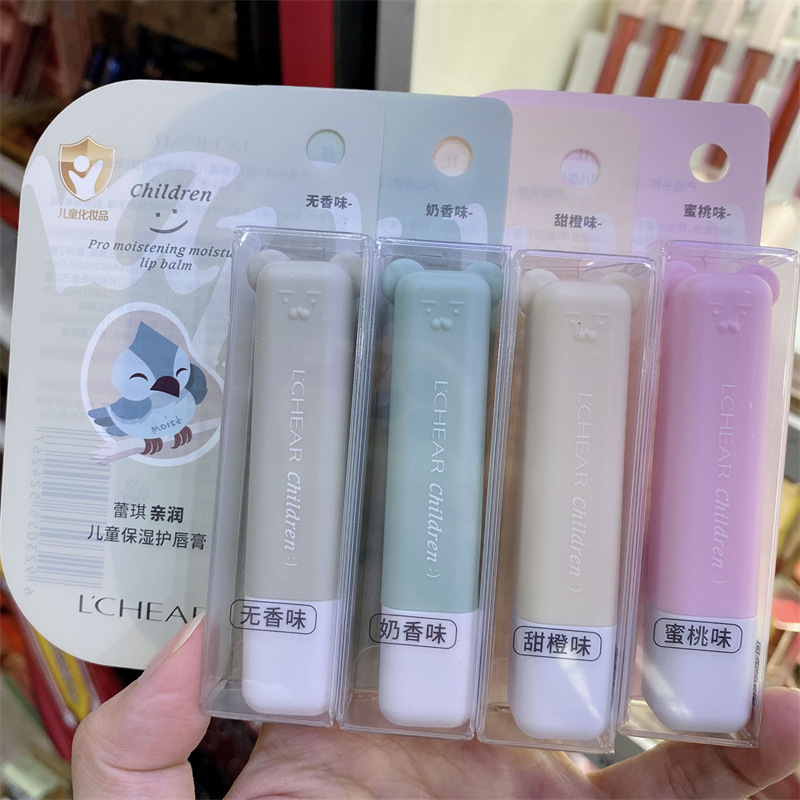 Bálsamo labial incoloro Lei Qi, hidratante, diseño de dibujos animados