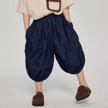 畅果童装男童裤子夏款儿童韩版灯笼裤中小童薄款牛仔裤七分裤批发