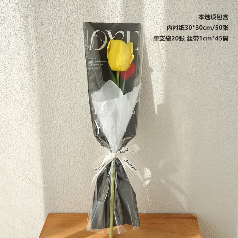Día de San Valentín DIY solo ramo bolsa de embalaje transparente impermeable OPP flor bolsa amor Rosa flor bolsa de embalaje