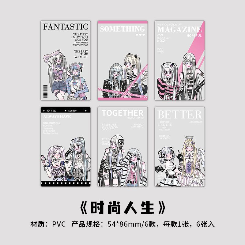 PaperMore encantadora animación chica PVC tarjeta feliz tarjeta serie de tarjetas de fondo de cuentas de mano collage de tarjetas