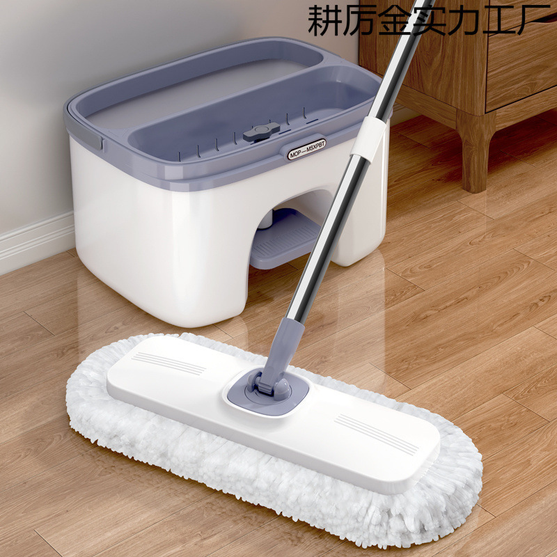Hands-Free Squeeze Long Bristle Mop for Home Use, New Model, One-Step Cleaning, Thickened and Durable, Dual-Use for Dry and Wet, Absorbent Floor Mop