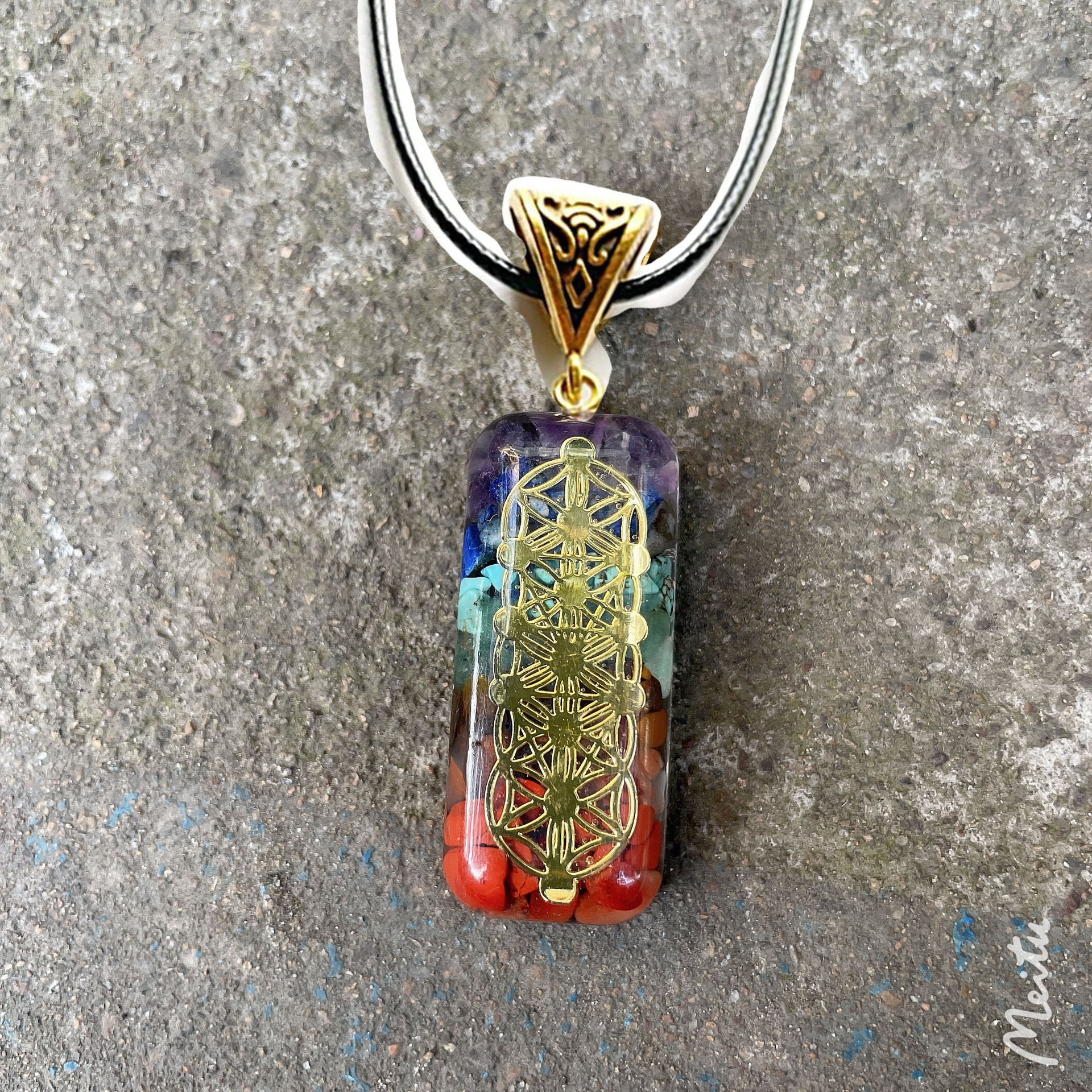 Amazon colorido colgante de cristal de piedra semipreciosa grava collar de cristal collar 1