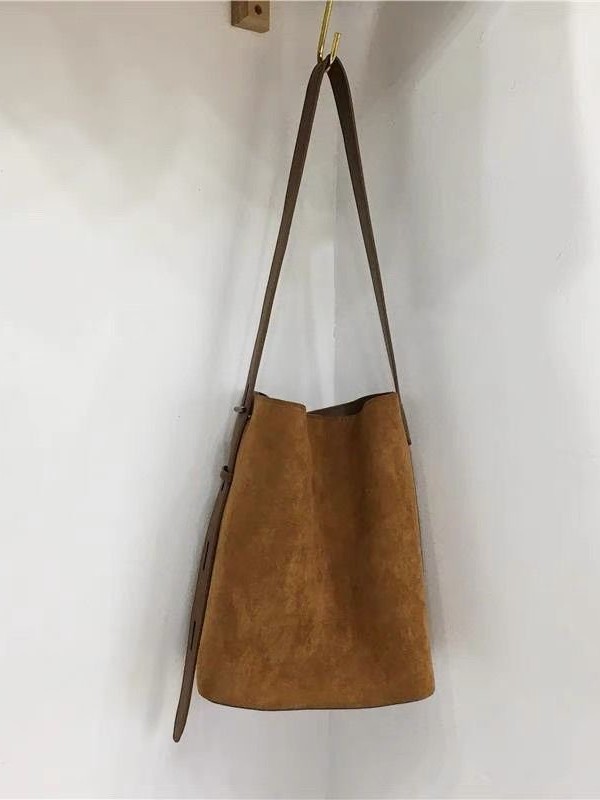 Korean Style Niche Ins Suede Retro Leopard Print Bucket Bag Versatile Shoulder Crossbody Tote Bag For Women - Thumbnail 3