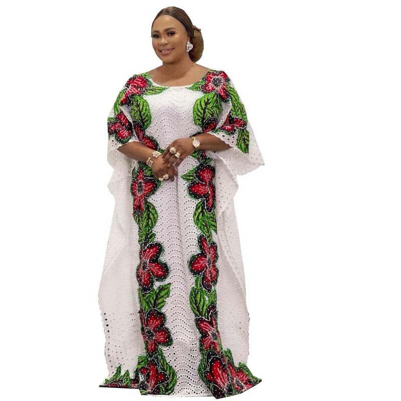 Cross-border Source plus size Women's Cotton Embroidered Sexy Hollow Dress Printed Hot Diamond Elegant Commuter Dress Special Price Cross-border Source plus size Women's Cotton Embroidered Sexy Hollow Dress Printed Hot Diamond Elegant Commuter Dress Special Price