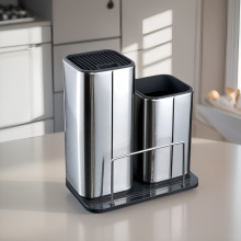 现货不锈钢刀架自由插刀座厨房刀具用品置物架沥水台面收纳菜刀架