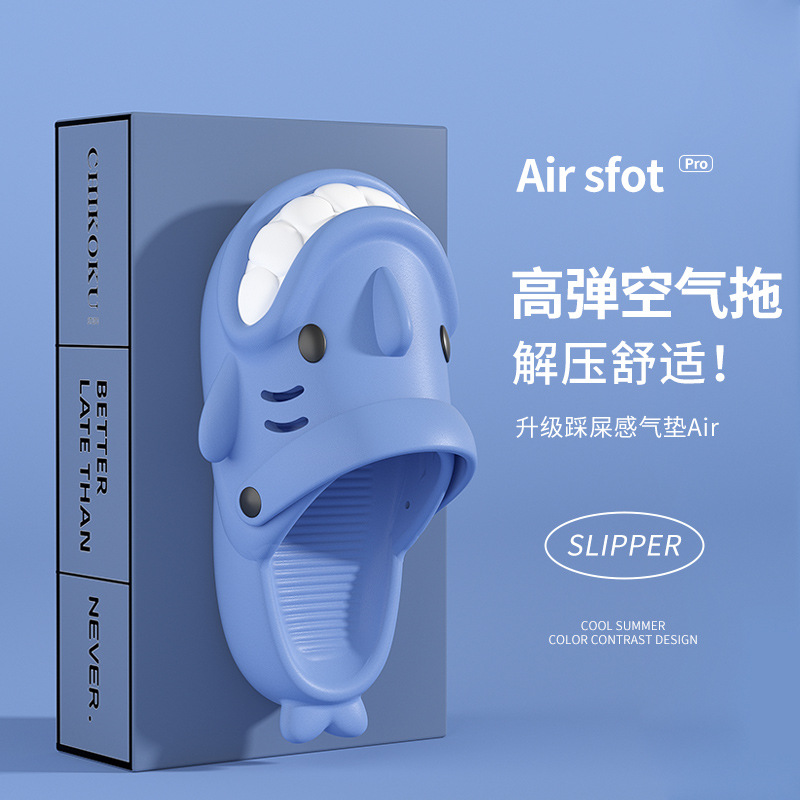 Hermosas zapatillas de tiburón para niños 2025 verano nuevo outerwear antiderrapante para padres e hijos zapatillas para niñas