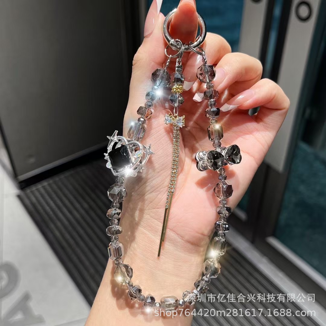 Amor zircon diamantes mariposa colgante de cristal cuentas de teléfono móvil colgante cadena de PVC ligera de lujo temperamento boutique doble cadena