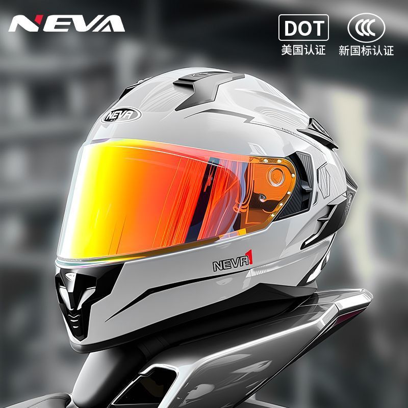 Universal – Motorcycle helmet full Auto Parts and Accessories - indifferent-gray-with-aurora-red-transparent-lens
