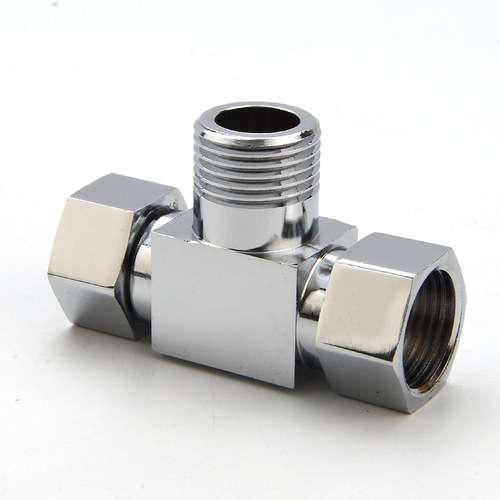 444Z wholesale all-copper live joint three-way angle valve one in, two out, four points, external tooth transfer interface water distributor water distributor joint