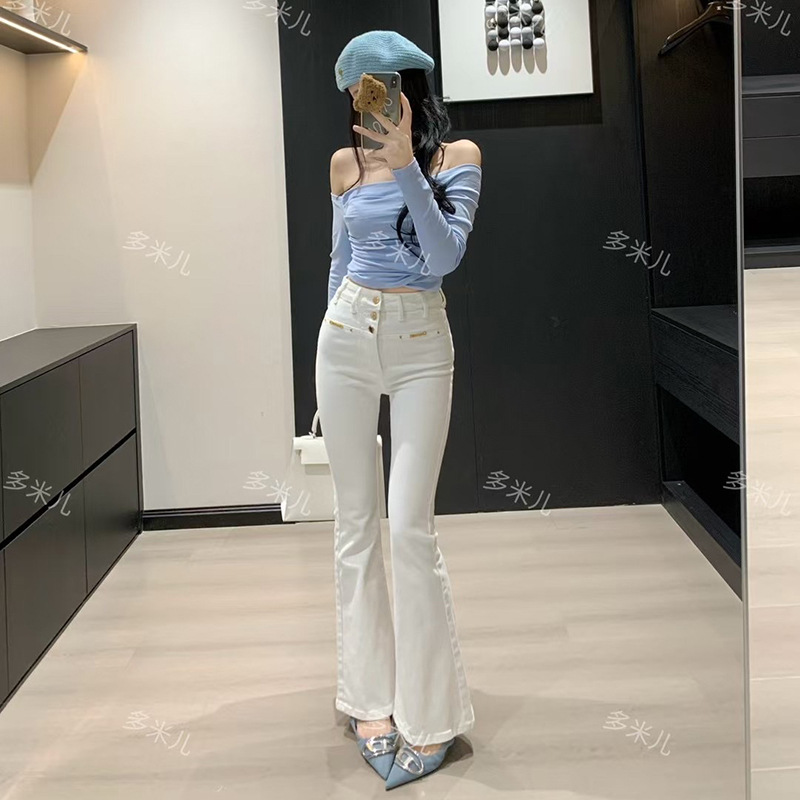 Retro elastic design autumn jeans