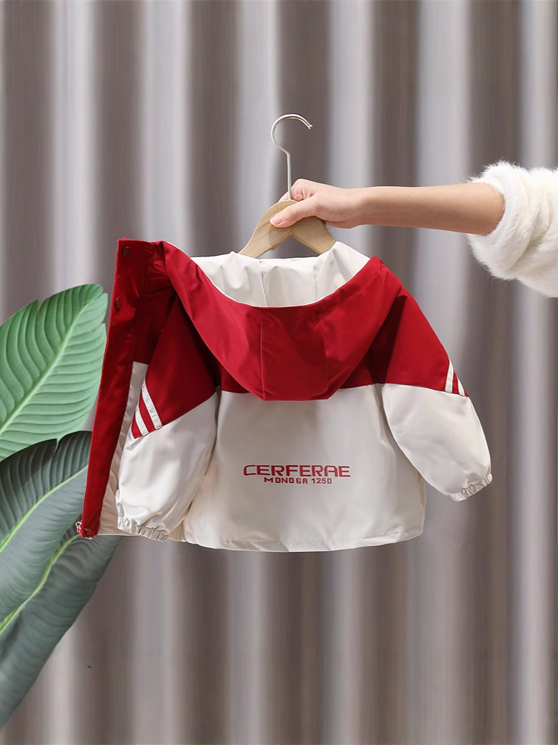 7665 ropa para niños chaqueta de primavera para niños 2025 nueva gabardina con capucha para niños ropa de primavera y otoño color a juego ropa de moda primavera