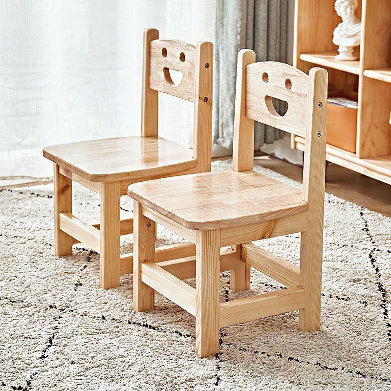 Solid Wood Stool Backrest Chair Backrest Household Small Chair Kindergarten Chair Living Room Kindergarten Bench Wood Low Stool