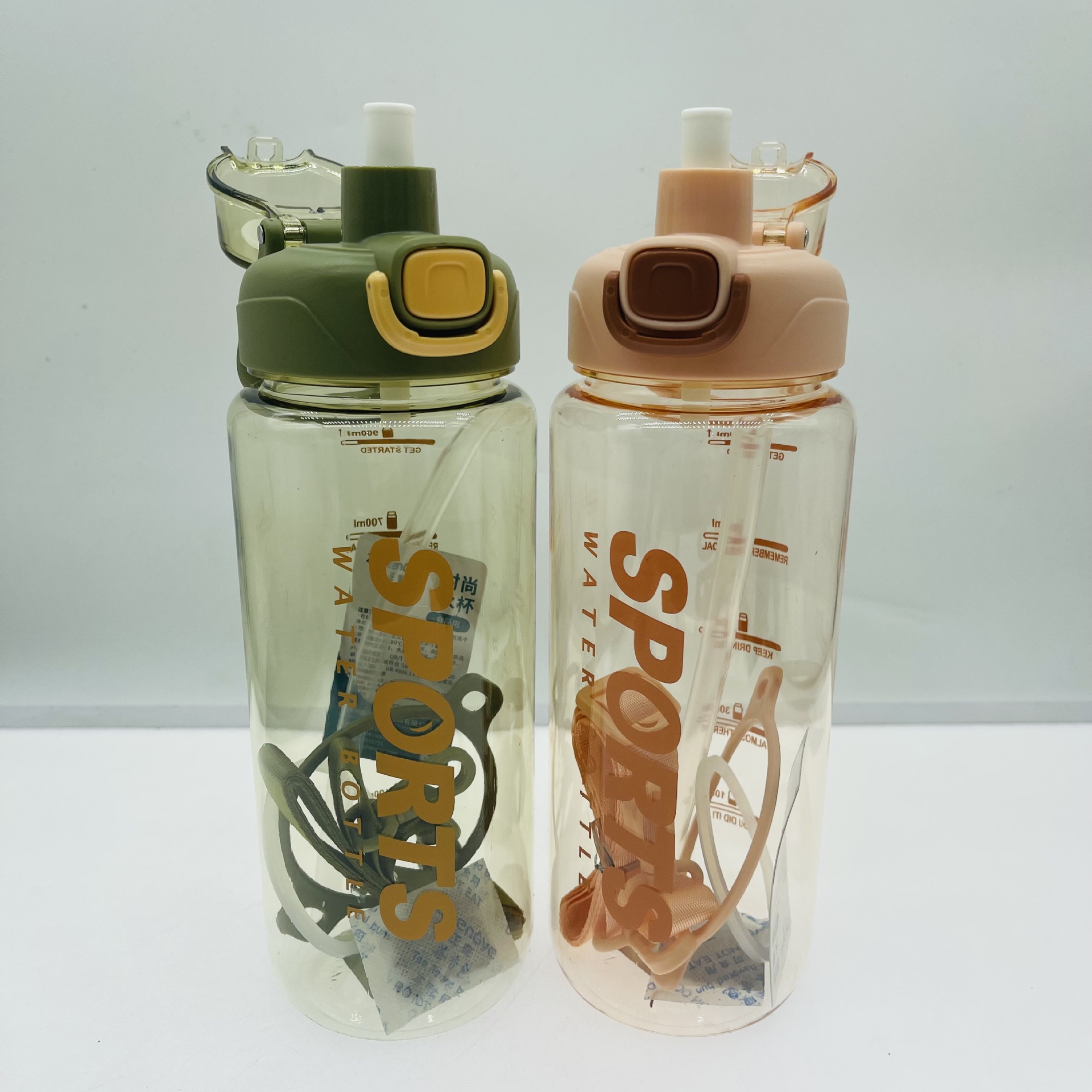 Zhengye 1506 nuevo espacio paja taza de plástico deportes agua 900ml entrenamiento potencia Correa portátil hervidor