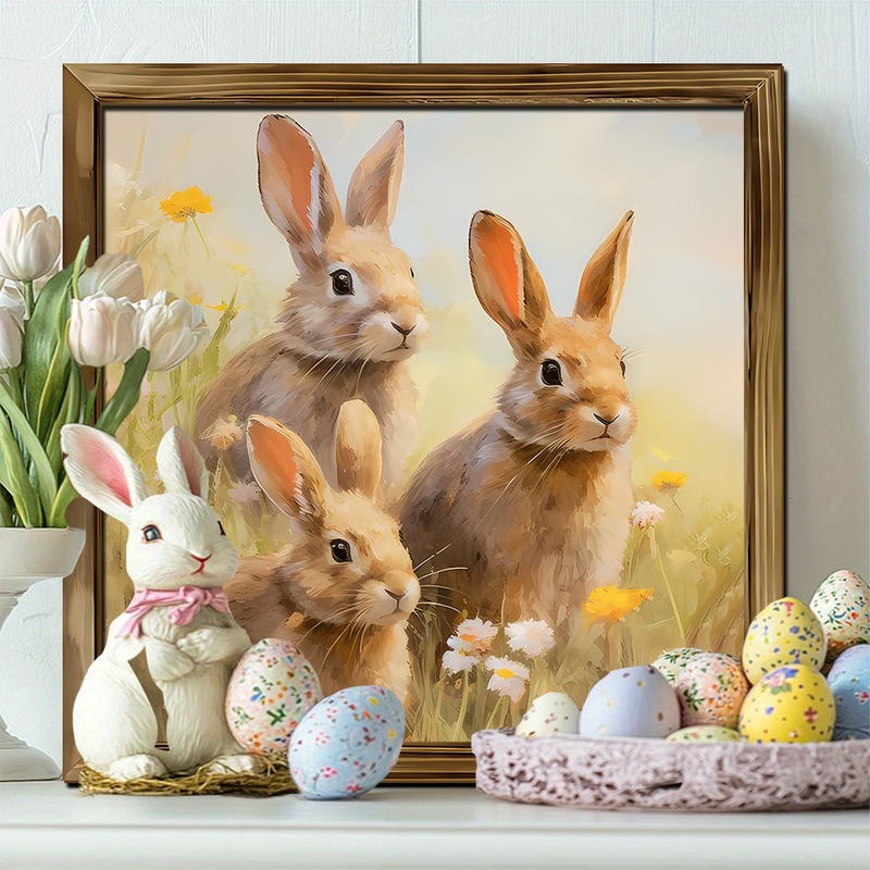 Cross-Border Easter Bunny Wooden Decorative Painting, Spring Pastoral Style, Warm Decoration, Festive Atmosphere, Desktop Photo Frame Cross-Border Easter Bunny Wooden Decorative Painting, Spring Pastoral Style, Warm Decoration, Festive Atmosphere, Desktop Photo Frame