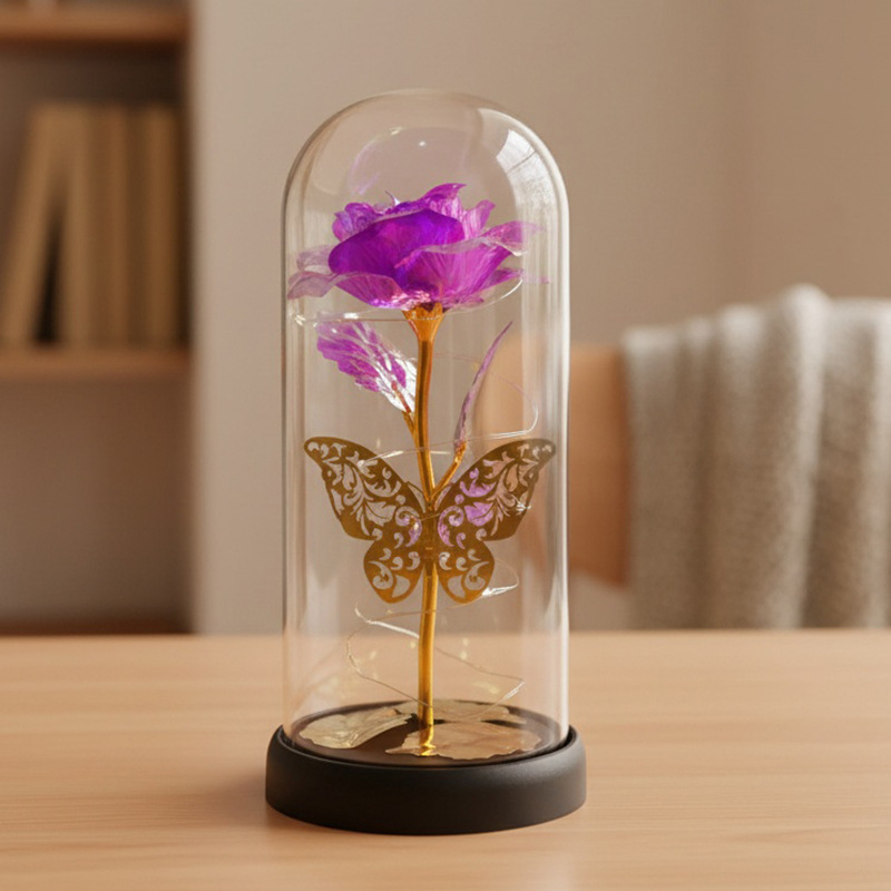 Amazonas transfronterizas flores inmortales cubierta de vidrio de oro de flores de flores de Navidad Día de la Madre Regalos de Día de San Valentín Decoraciones creativas