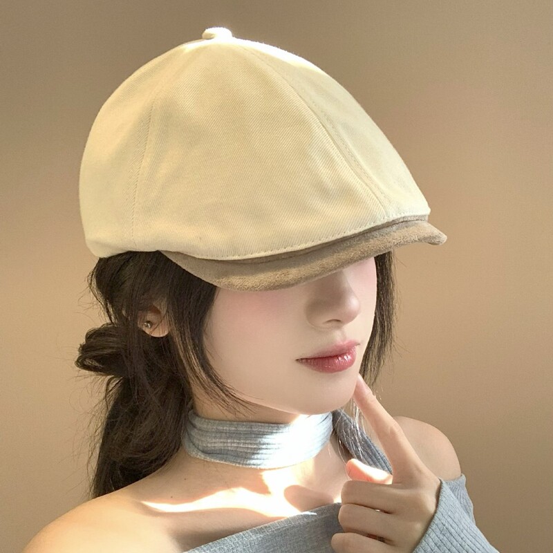 日系复古前进帽子女2025大头围反戴报童帽英伦风画家帽鸭舌贝雷帽|undefined