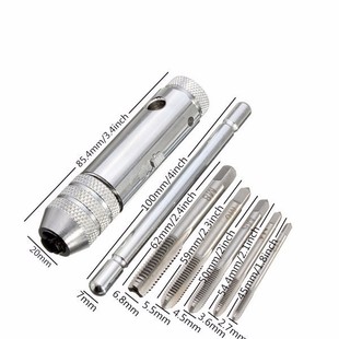 T-Type Ratchet Tap Wrench with 5Pc Tap Set M3-8/M5-12