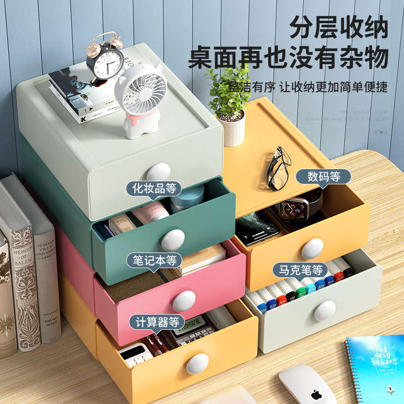 抽屉式桌面收纳盒办公室储物小盒子多功能整理神器文具杂物置物架|undefined