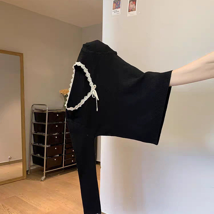 蝴蝶结法式v领长袖针织衫女秋冬设计感小众高级感超好看粉色毛衣|undefined