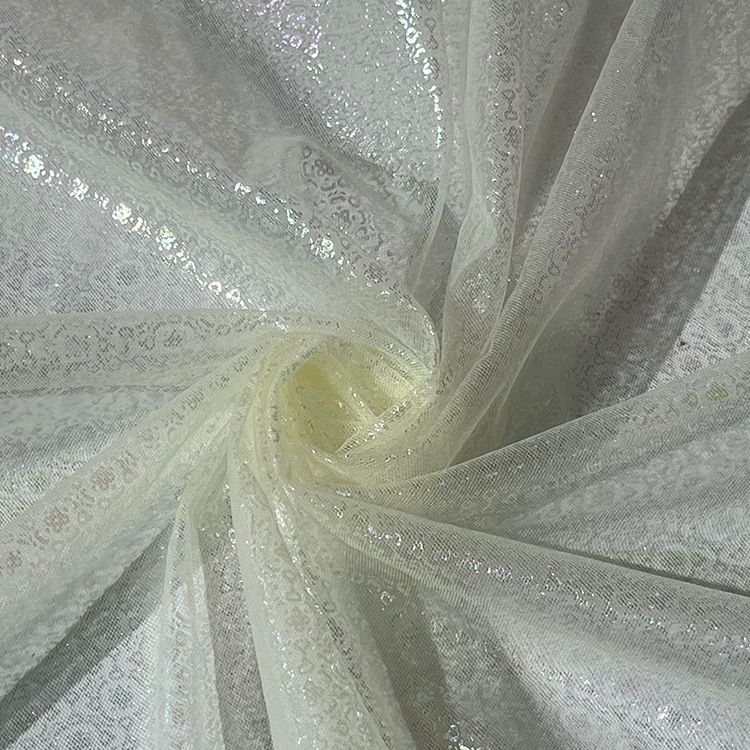 2025 nuevo gaza de malla gaza de malla flor estampado tela de color fantasma primavera y verano vestido de boda tela de niña