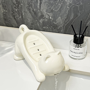 Drain Soap Box Household Non-Punch Washing Table Ceramic Soap Box Toilet Soap Drain Storage Rack