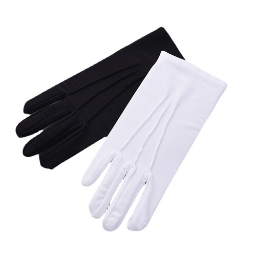 Cross-border men's spandex thin white driving gloves, Jiale elastic large size three rib etiquette black and white gloves