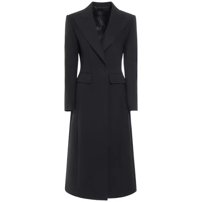 2026 Spring and Autumn New Style European and American Style Elegant Slim Fit Ladylike Skirt-Style Women's Single Button Mid-Length Blazer 2026 Spring and Autumn New Style European and American Style Elegant Slim Fit Ladylike Skirt-Style Women's Single Button Mid-Length Blazer