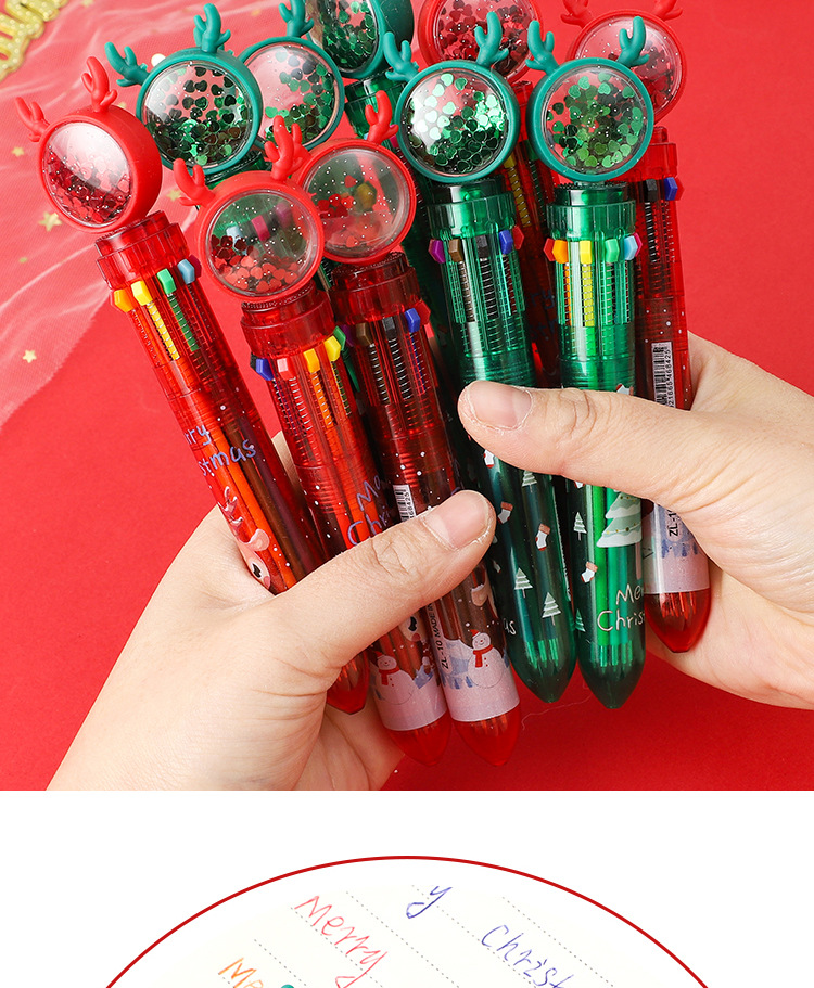 Cute Cartoon Christmas Multi-color 10 Colors Press Ballpoint Pen display picture 2